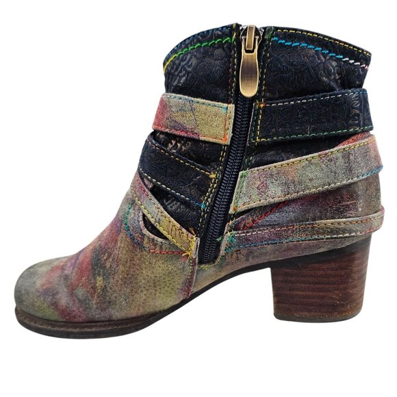 L'Artiste by Sprink Step Womens 36 Shazzam Leather Boot Navy Multi - Picture 5 of 16